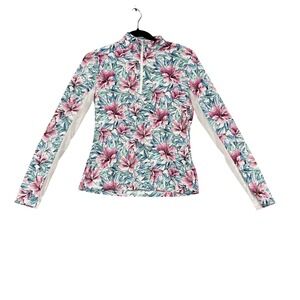 Tommy Bahama Shirt Womens XS Multicolor Floral 1/4 Zip Mock Neck Golf Pullover